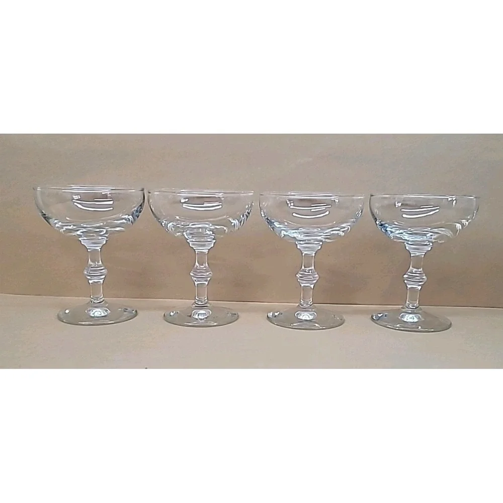 Set of 4 Vtg Libbey Georgian Clear Champagne Sherbet Coupe Glasses 4-3/8